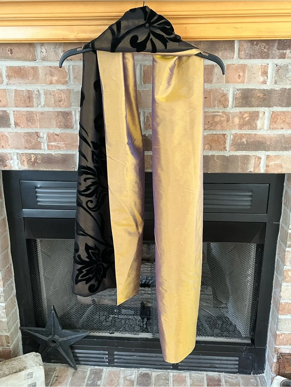 Reversible Black and Gold Velvet-Accented Scarf